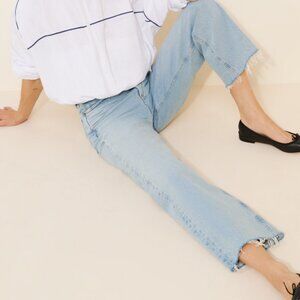 AGOLDE Ren Raw Hem Mid-Rise Jeans, Size 33, 16, GUC